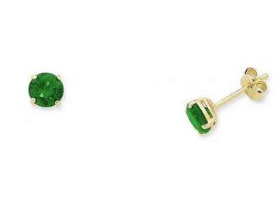 9CT YELLOW GOLD NATURAL EMERALD STUDS