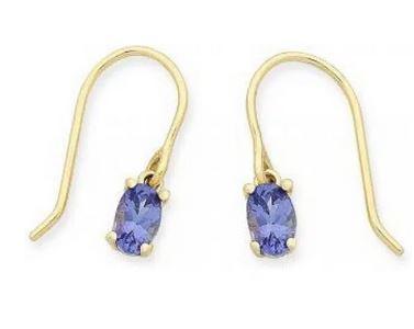 9CT YELLOW GOLD  TANZANITE EAR