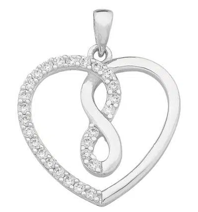 STERLING SILVER HEART INFINITY PENDANT WITH CHAIN