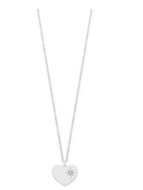 STERLING SILVER DIAMOND PENDANT & CHAIN