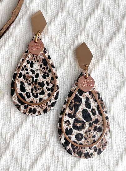 UNTAMED LEOPARD TEARDROP EARRINGS - SILVER