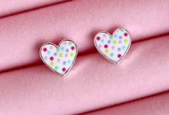 CONFETTI HEART EARRINGS IN A BUNNY BOX