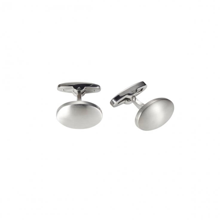 BRUSHED S STEEL OVAL CUFFLINKS