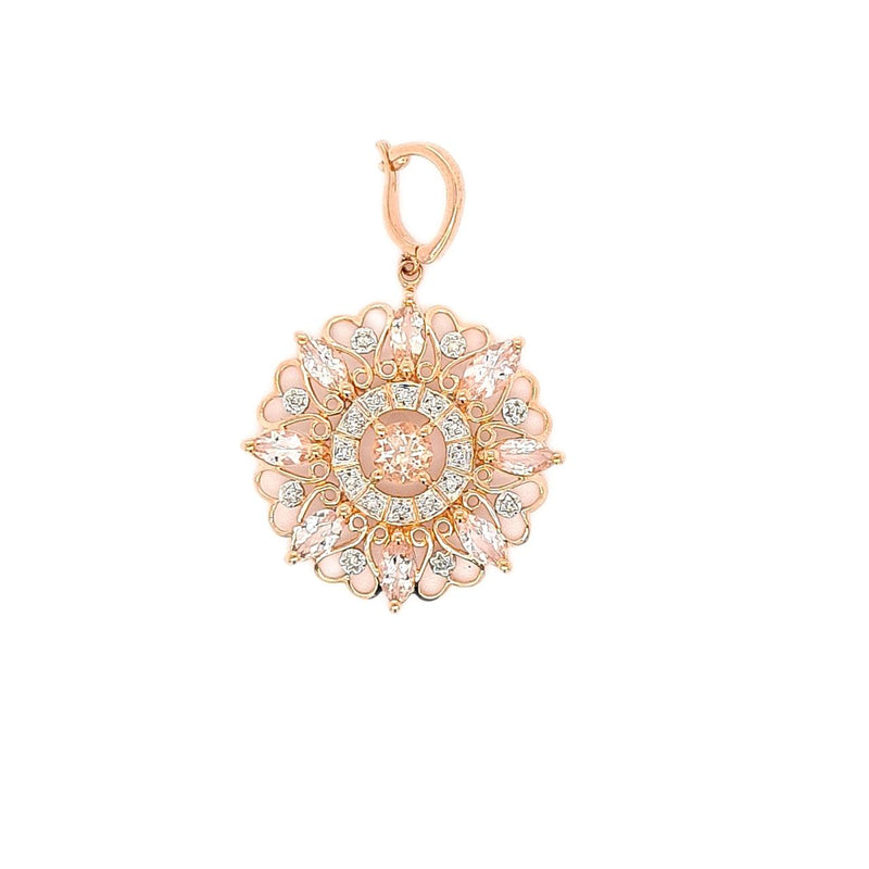 9RG MORGANITE & DIAMOND PENDANT