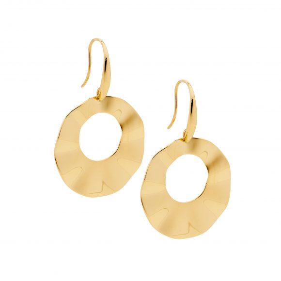 S STEEL /GP WAVE DISK DROP EARRINGS