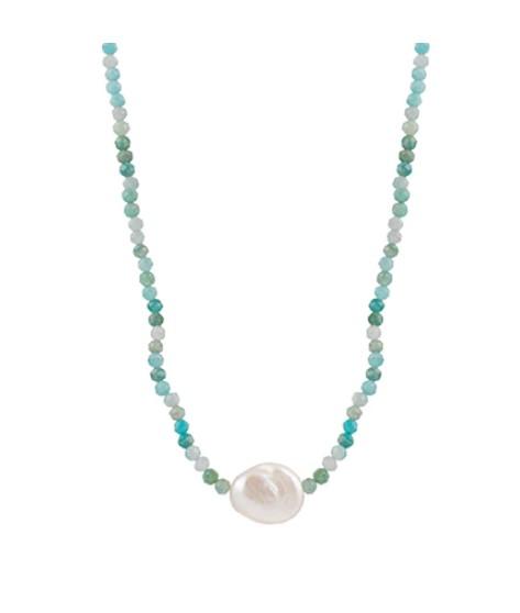 AMAZONITE NECKLACE WITH PEARL