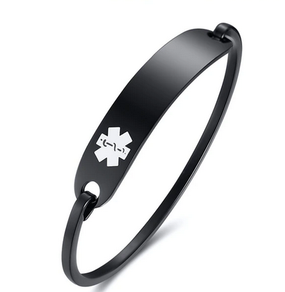 S STEEL BLK IP MEDIC ALERT BANGLE